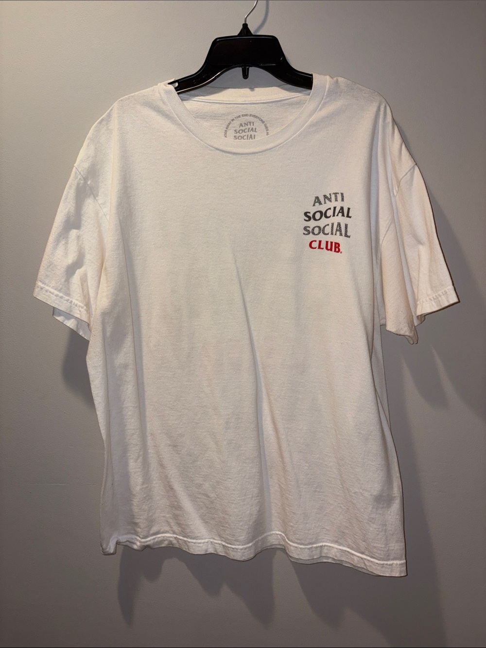 Anti Social Social Club White Tee with Black & Red Chest Logo
